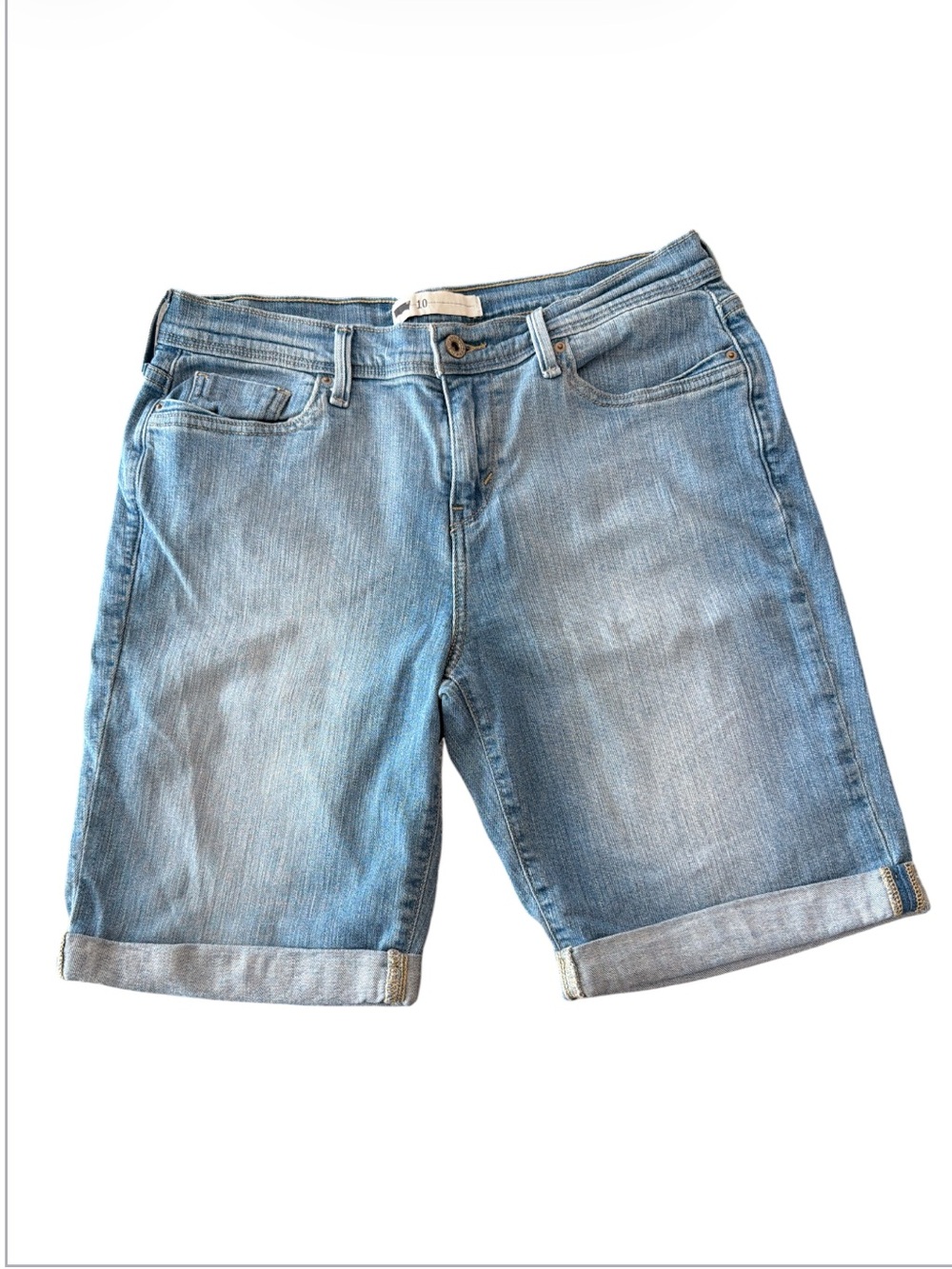 Levi’s Light Wash Cuffed Denim Bermuda Shorts 10 Jean Mid Rise LS&Co